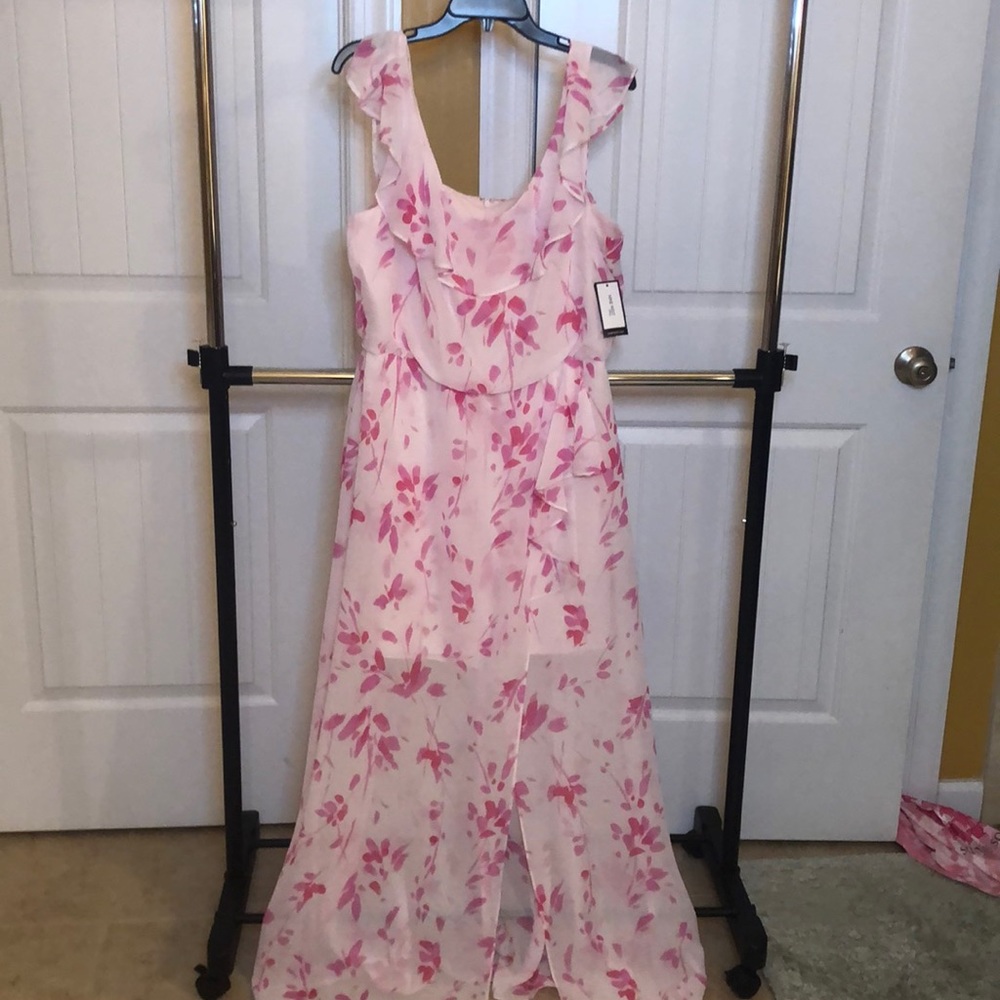NWT Nine West white hibiscus high-low dress